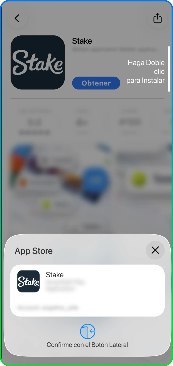 Proceso de obtención de la aplicación oficial de Stake Argentina para dispositivos Apple.