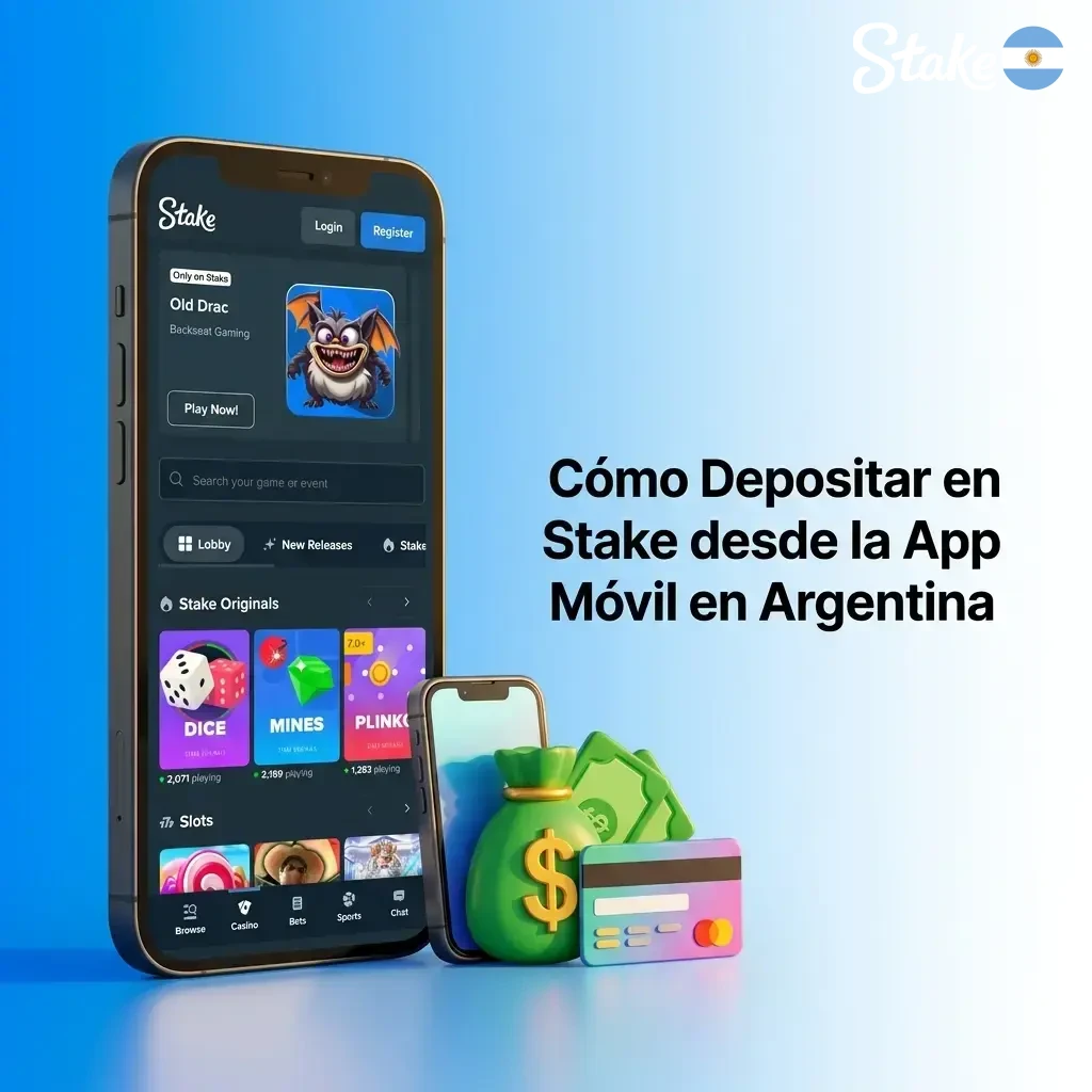 Guía para depositar fondos en Stake desde la app móvil en Argentina paso a paso