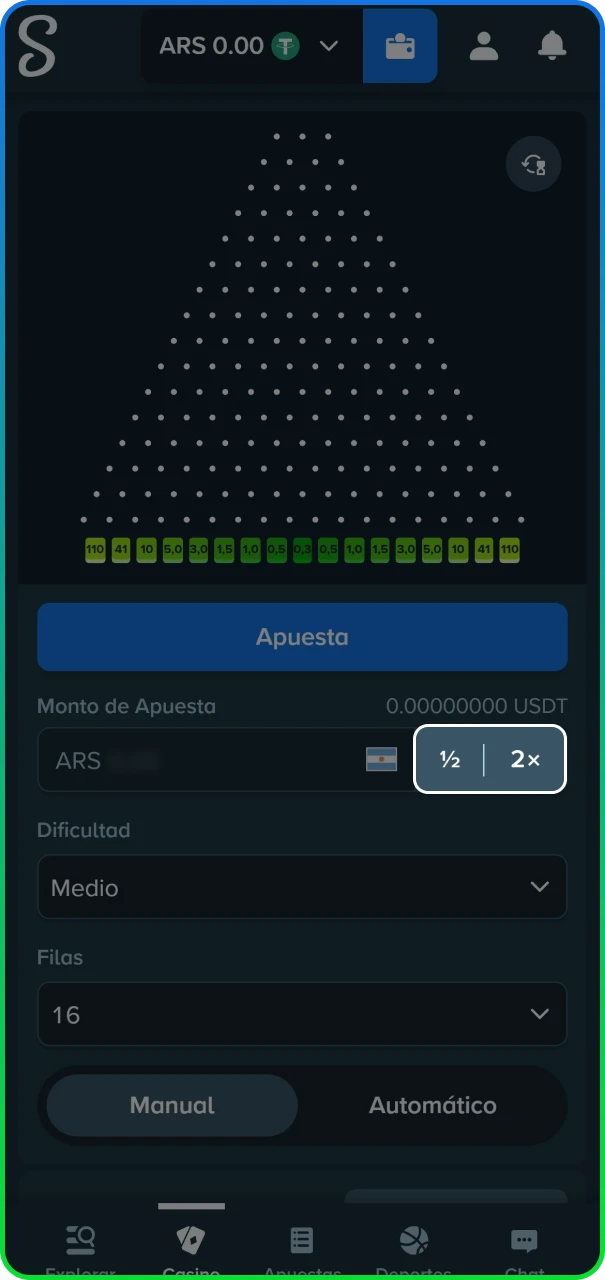 Verificación de premios y multiplicadores en el sitio oficial de Stake.